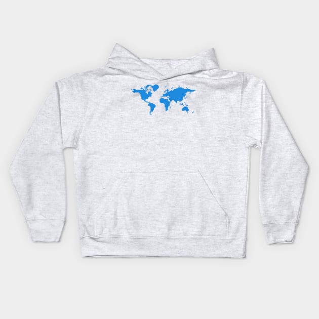 Pixel World, Blue Kids Hoodie by DKrumpp